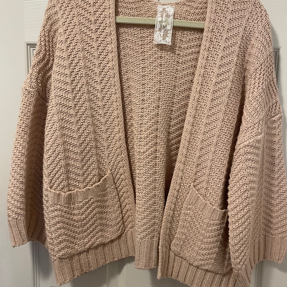 Sadie  & Sage knit cardigan, bell sleeve, 3/4 length sleeve, drop shoulder